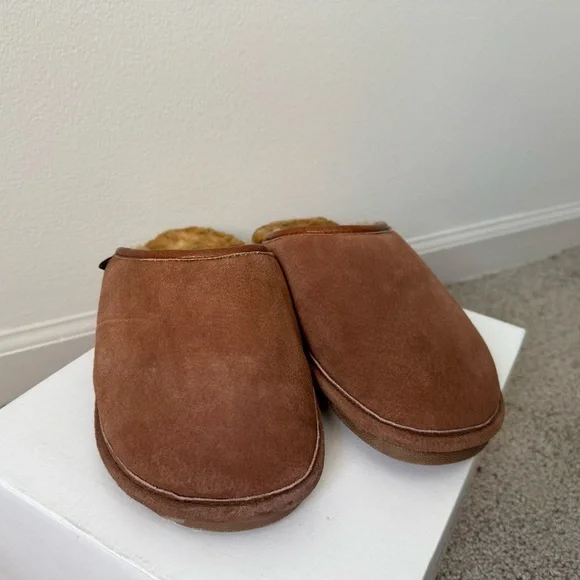 Old Friend Men’s Wide Sheepskin-lined Scuff Slipper Leather Size 9-10 - Picture 9 of 12